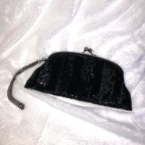 Black Beaded Clutch